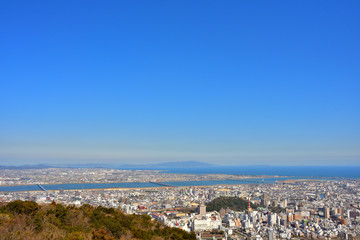 眉山から見た吉野川河口付近の風景(2017年2月)