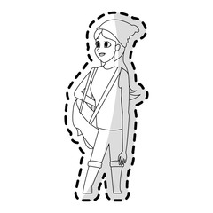 pretty young woman with beanie hat icon image vector illustration design 