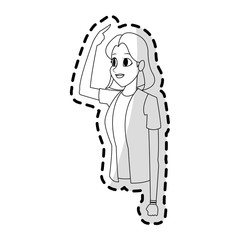 pretty young woman gesticulating  icon image vector illustration design 