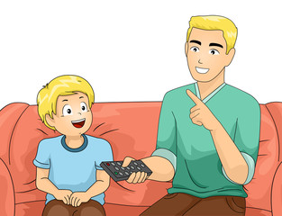 Kid Boy Dad Teach TV Remote