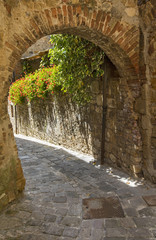 arch of wall in tuscany city in Italy