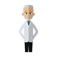 medical doctor old man cartoon icon over white background. colorful design. vector illustration
