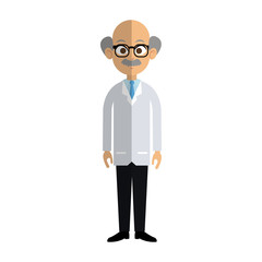 medical doctor old man cartoon icon over white background. colorful design. vector illustration