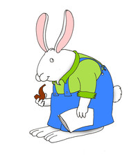 Funny illustration of a rabbit smoker smoking pipe