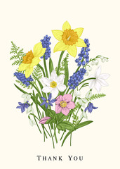 Bouquet with spring flowers.