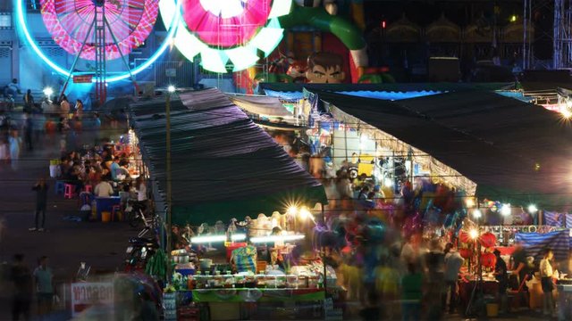 Time lapse shot of night market in Thailand

