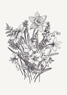 recommend clip art: Bouquet with spring flowers.