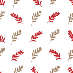 Hand Drawn floral seamless pattern with leaves.