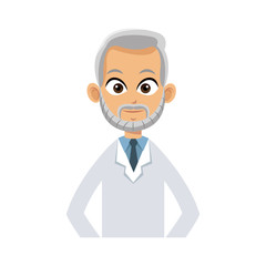 medical doctor old man cartoon icon over white background. colorful design. vector illustration