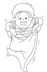 Kid Boy Sack Race Coloring Page