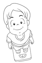 Kid Boy Weighing Scale Coloring Page