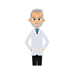 medical doctor old man cartoon icon over white background. colorful design. vector illustration