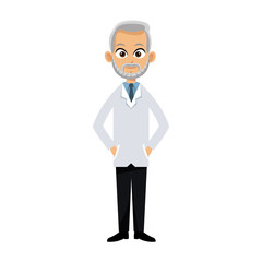 medical doctor old man cartoon icon over white background. colorful design. vector illustration