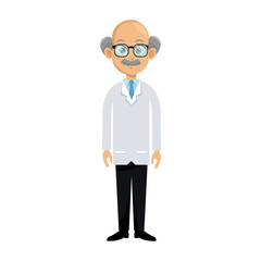 medical doctor old man cartoon icon over white background. colorful design. vector illustration