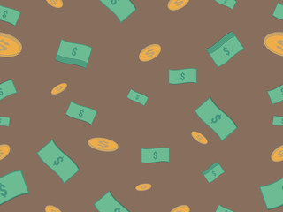 Cash and coin seamless pattern