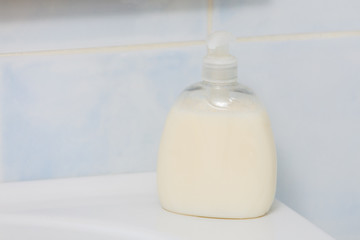 Liquid soap in plastic bottle with pump