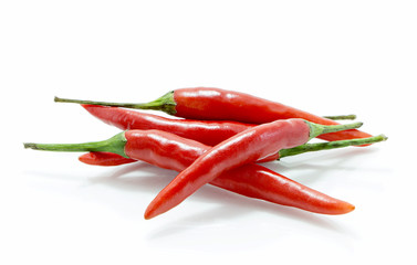 red hot chili peppers on white background.