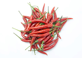 red hot chili peppers on white background.