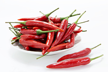 red hot chili peppers on white background.