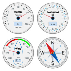 Naklejka premium Panel navigation equipment sailing yacht.