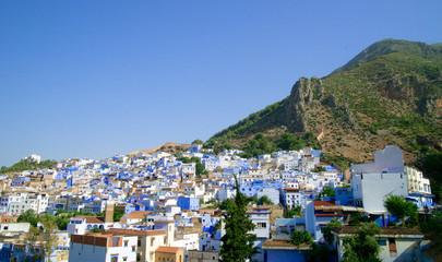 Obraz premium morocco chefcheaoen blue city hill mountain view landscape