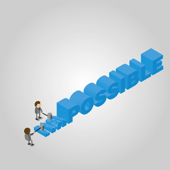 Man destroying the word impossible