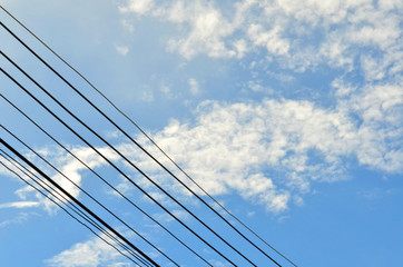Fototapeta na wymiar main wire under blue sky