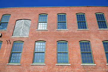 close up on old factory building in the city