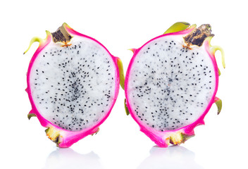 Half dragon fruit  isolated on white background