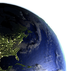 East coast of North America on realistic model of Earth