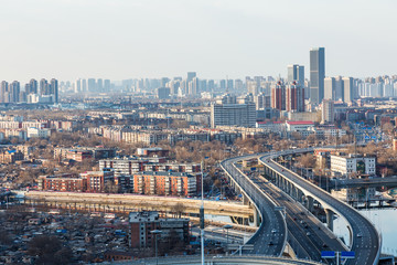 Naklejka na ściany i meble panoramic view of cityscape in city of China.