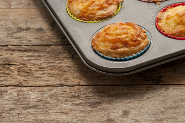 savory muffin close up ham and chesee