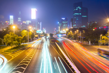 Fototapeta na wymiar urban traffic with cityscape in modern city of China.