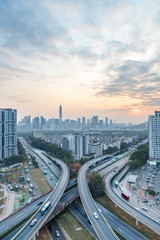 Naklejka na ściany i meble urban traffic with cityscape in modern city of China.