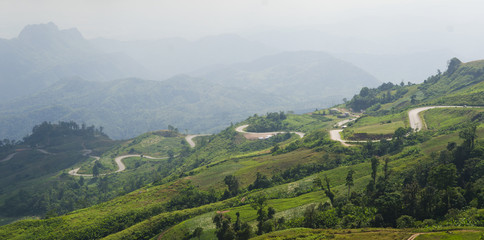 Mountains and sky in drought at Phetchabun, Thailand