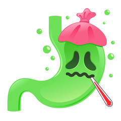 Stomach Cartoon Character Feeling Sick