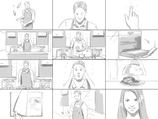 Storyboard about man cooking