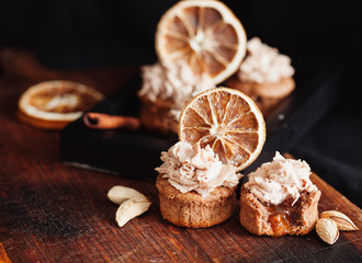 almond and orange cupcake with candied orange