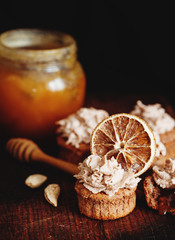 almond and orange cupcake with candied orange
