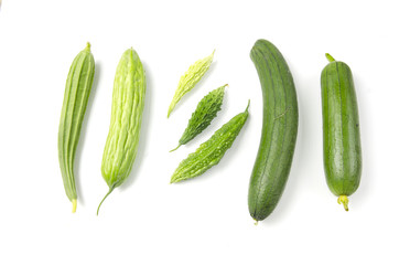 Set of different vegetables isolated on the white background