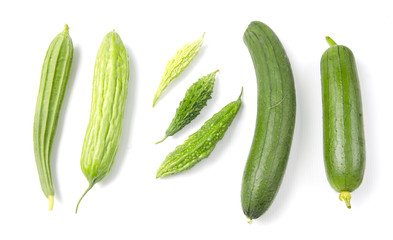Set of different vegetables isolated on the white background