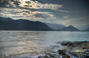 Sunset on Italy lake