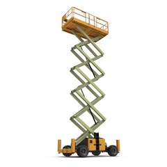 extended scissor lift on white. 3D illustration