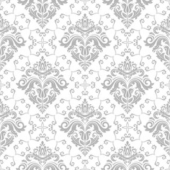Seamless damask light silver pattern. Traditional classic orient ornament