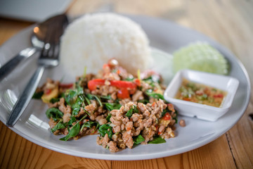 fried rice with basil in Bangkok, Thailand