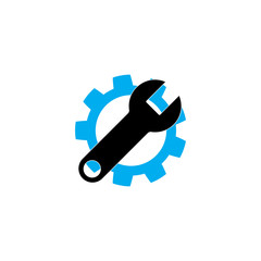 Service icon. Gear and wrench