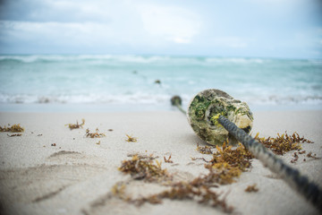 Rope on Miami Beach with Horizontal Horizon 