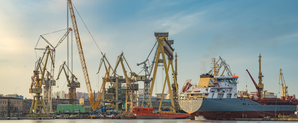 Szczecin ,Poland-January 2017:industrial areas of the former shipyard in Szczecin in Poland, currently being revitalized