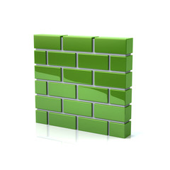 3d illustration of green brick wall icon