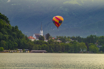 balloon over the lake Bled, Slovenia